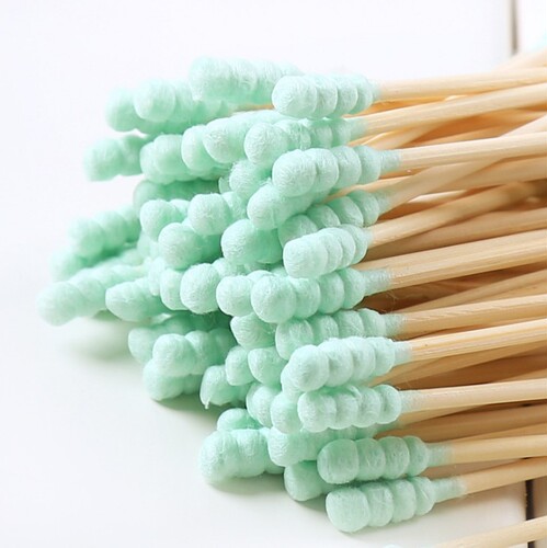 Disposable ear cotton swabs, makeup cleaning wooden sticks, double-ended cotton balls, colorful cotton swabs, 100 pieces