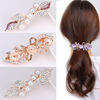 Hairgrip with bow, metal hair accessory from pearl, sophisticated ponytail, hairpins, simple and elegant design, flowered, wholesale