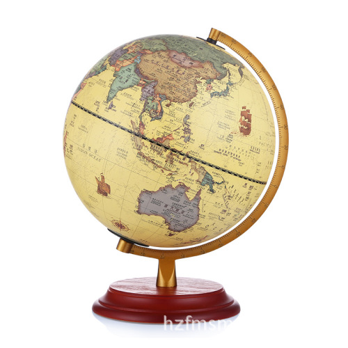 A medium-sized student desk lamp featuring a glowing globe, 25cm high-definition American retro antique-style ornament with LED lights.