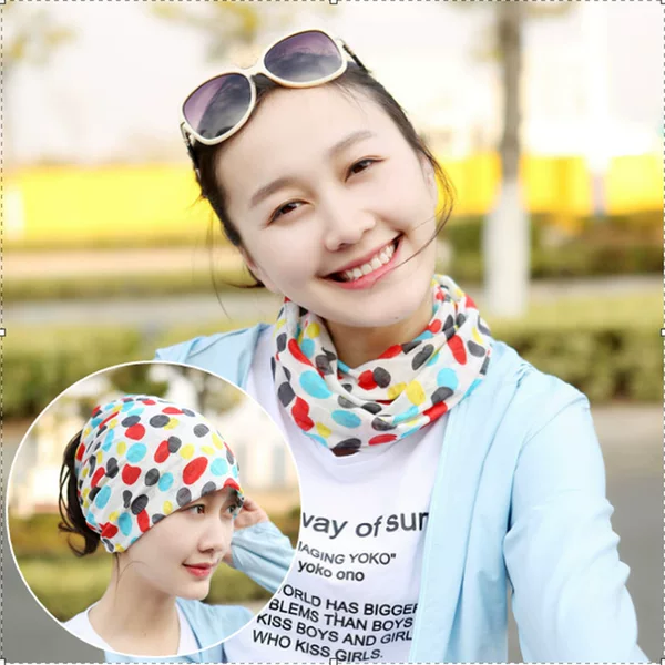 Scarf Set Neck Scarf Pullover Hat Summer Ice Silk Ultra-thin Dual-purpose Scarf Ear and Neck Protection Students Riding Outdoor
