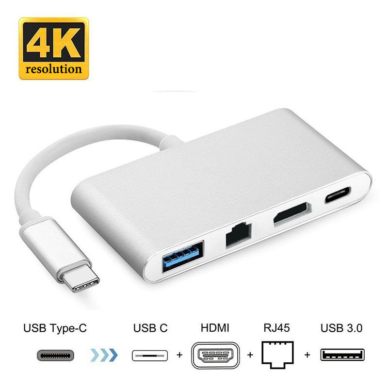 Type-c to hdmi + Gigabit network card RJ45 converter IOS Mac otg charging 3.0hub splitter Type-c to hdmi + Gigabit network card RJ45 converter IOS Mac otg charging 3.0hub splitter
