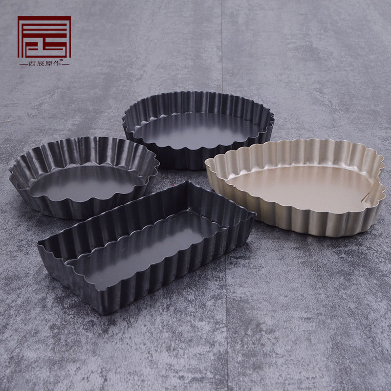 10-12cm4-5-8-9-inch crisantemo vivo Fondo pastel placa tarta placa antiadherente en forma de corazón rectangular borde ondulado pizza hogar