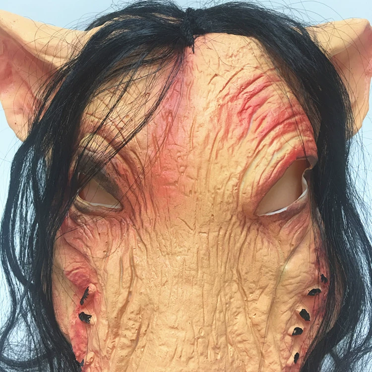[Halloween pig head mask cosplay prop chainsaw horror 3 piggy spoof terrifying headwear batch]