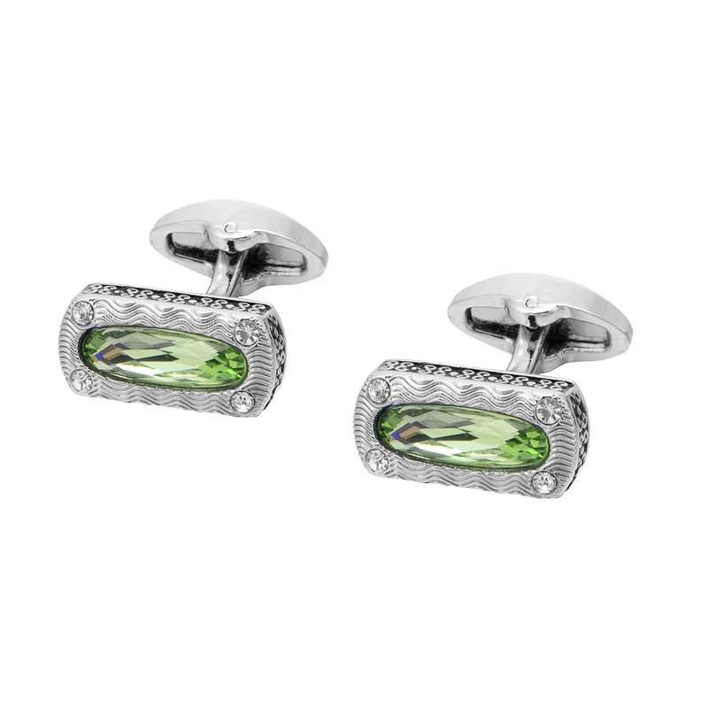 High quality green crystal pattern cufflinks dress cufflinks French shirt business wear cufflinks cufflinks