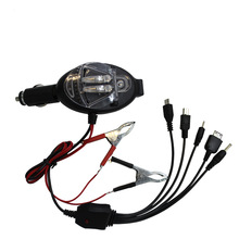 电瓶 车载夹子充一拖五  厂家5V/500MAH
