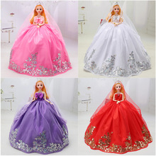 换装芭芘比娃娃婚纱公主大号裙摆套装礼盒新娘女孩玩具婚纱娃摆件