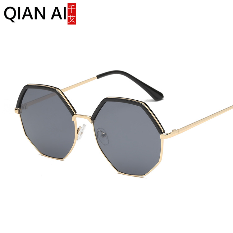 2023新款网红时尚太阳镜 女士复古原宿风墨镜圆脸不规则眼镜批发