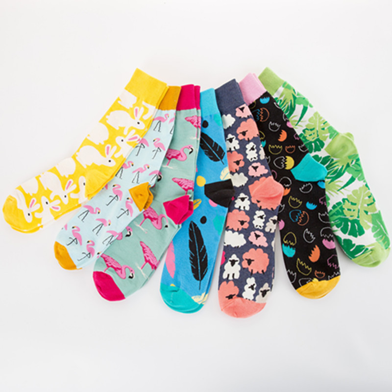 In stock cross-border colorful casual men's and women's mid-high fashion socks wholesale Easter series sports socks