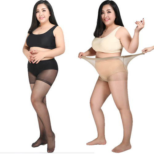 Stretchy pantyhose for large sizes, summer, thin 15D sheer, adds length and width, double-sided with reinforced section, size 19 not available