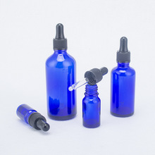 10ml-100ml蓝色精油瓶黑胶滴管玻璃瓶化妆品分装瓶