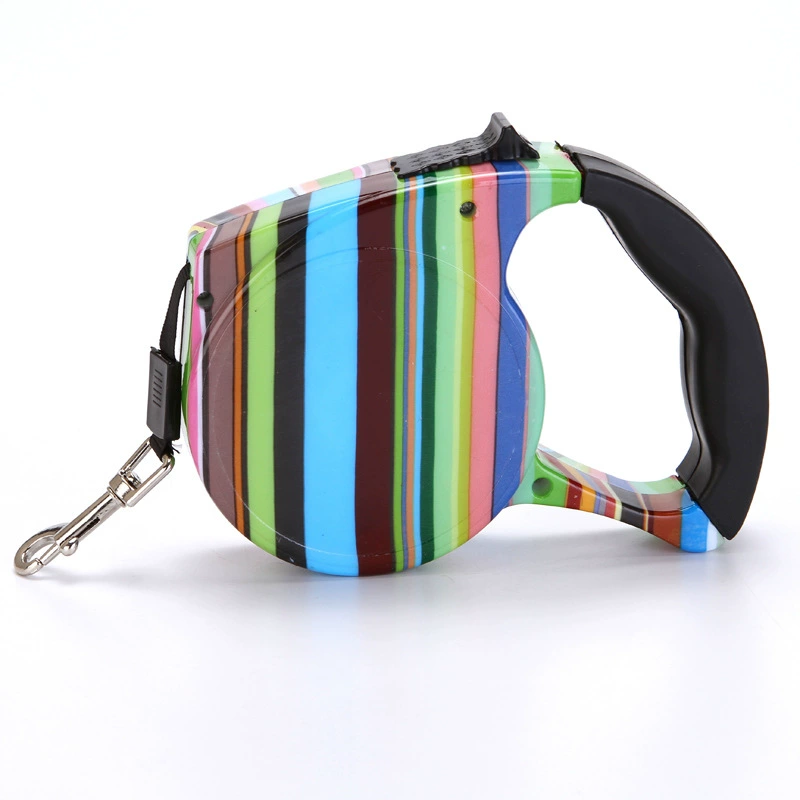 retractable pet leash, 5 m flat webbing, tpe+pp handle & nickel hook, reflective, 35 kg