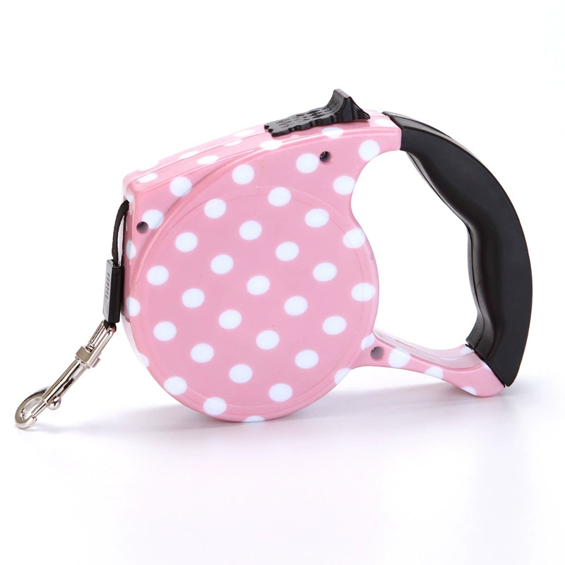 retractable pet leash, 5 m flat webbing, tpe+pp handle & nickel hook, reflective, 35 kg
