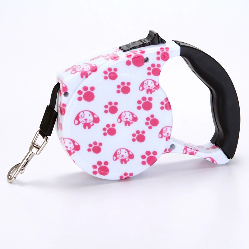 retractable pet leash, 5 m flat webbing, tpe+pp handle & nickel hook, reflective, 35 kg