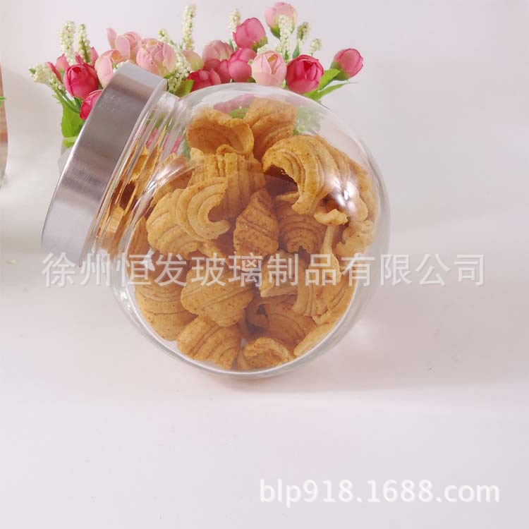 厂家透明750ml透视盖扁鼓瓶玻璃罐干果药材玻璃瓶厨房收纳密封罐