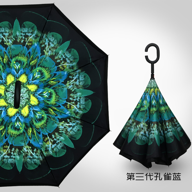 逆傘二重傘立っているC型ハンズフリー車逆傘ストレート傘広告傘印ロゴメーカー現物