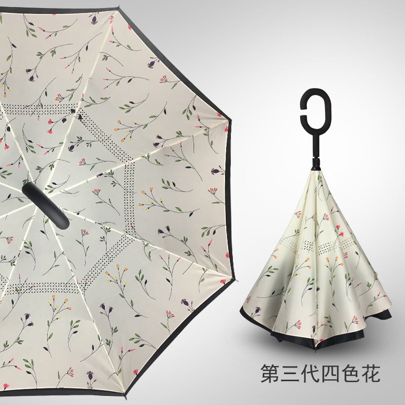 逆傘二重傘立っているC型ハンズフリー車逆傘ストレート傘広告傘印ロゴメーカー現物