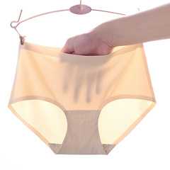 Massive one-piece breathable mesh underwear ice silk seamless underwear for women solid color mid-waist briefs underwear for women