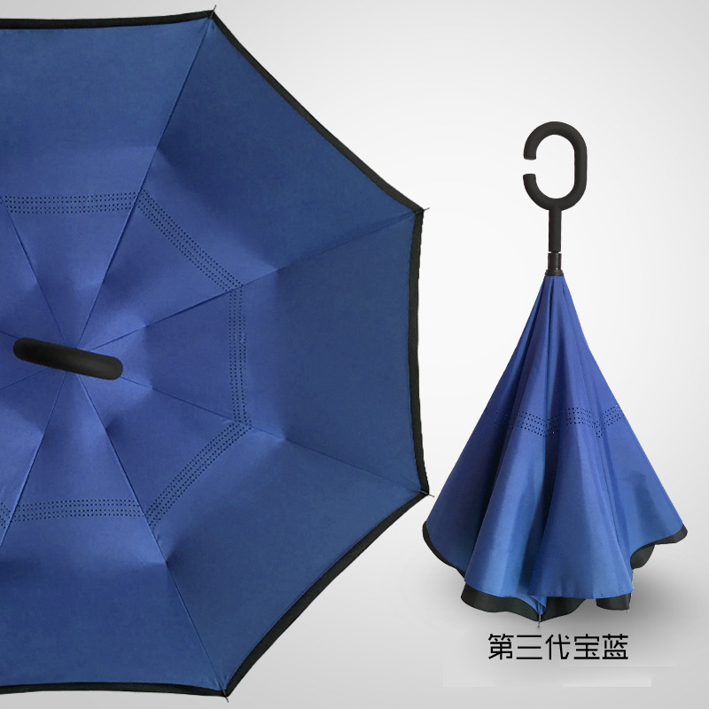 逆傘二重傘立っているC型ハンズフリー車逆傘ストレート傘広告傘印ロゴメーカー現物