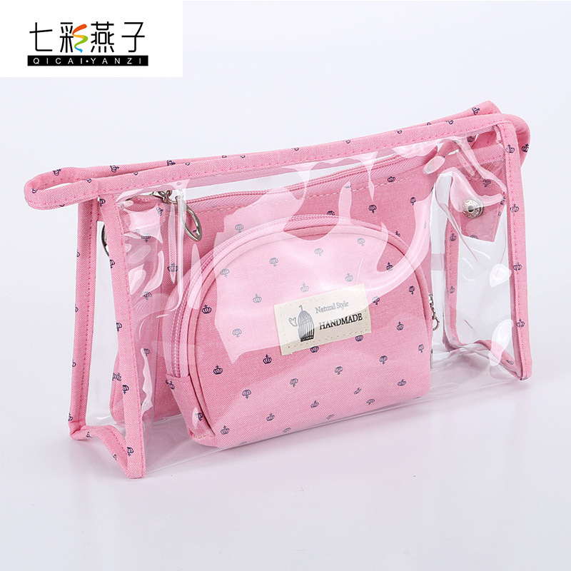 Foreign Trade Hot Transparent Three-Piece Cosmetic Bag Travel Cosmetic Bag Set Foreign Trade Hot Transparent Three-Piece Cosmetic Bag Travel Cosmetic Bag Set