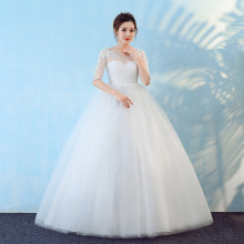 外贸2025年新款新娘婚纱礼服韩式一字肩高腰孕妇大码婚纱厂家批发