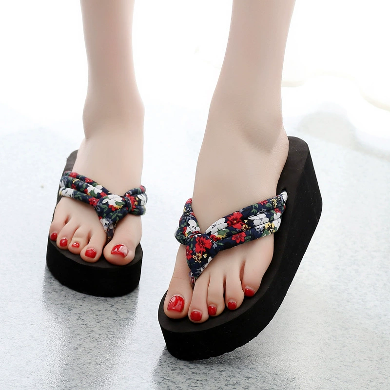 High beach slippers platform, non-slip summer flip flops, fashionable footwear, slide