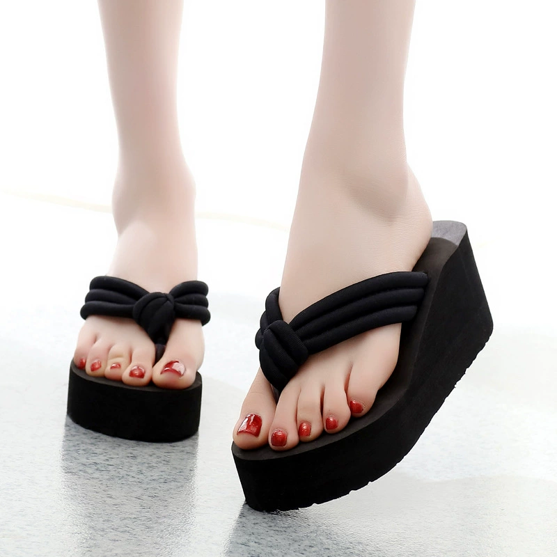 High beach slippers platform, non-slip summer flip flops, fashionable footwear, slide