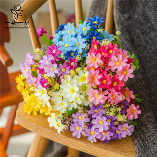 28 head jumping orchid small daisy 7 fork dancing chrysanthemum decorative flower silk flower fake flowers 12 color options