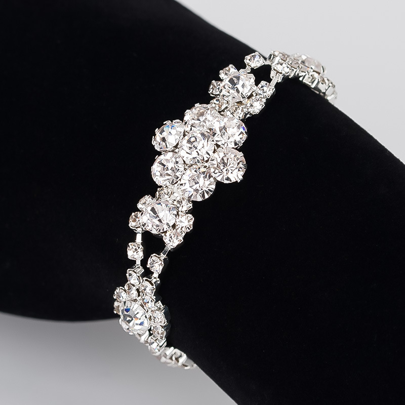 Korean Style Bridal Jewelry Wedding Accessories Rhinestone Bracelet Bangle Simple and Elegant Fashion Jewelry for Women B177