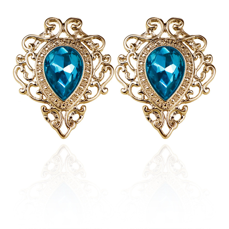 European and American retro palace gem brooch hollow lace water drop gem simple corsage shirt collar pin factory outlet