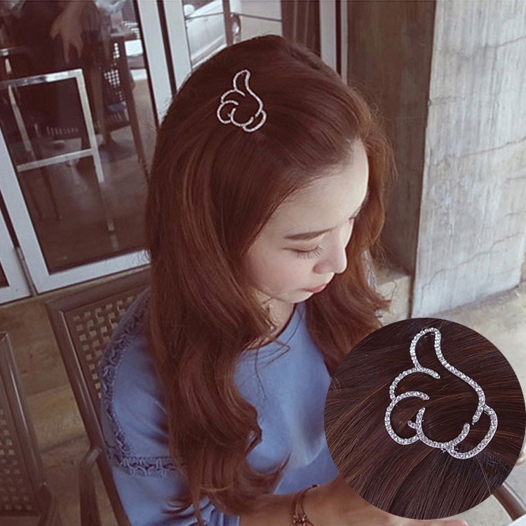A84255 韩版镂空拇指边夹镶钻发夹韩版刘海夹青蛙夹发饰头饰批发