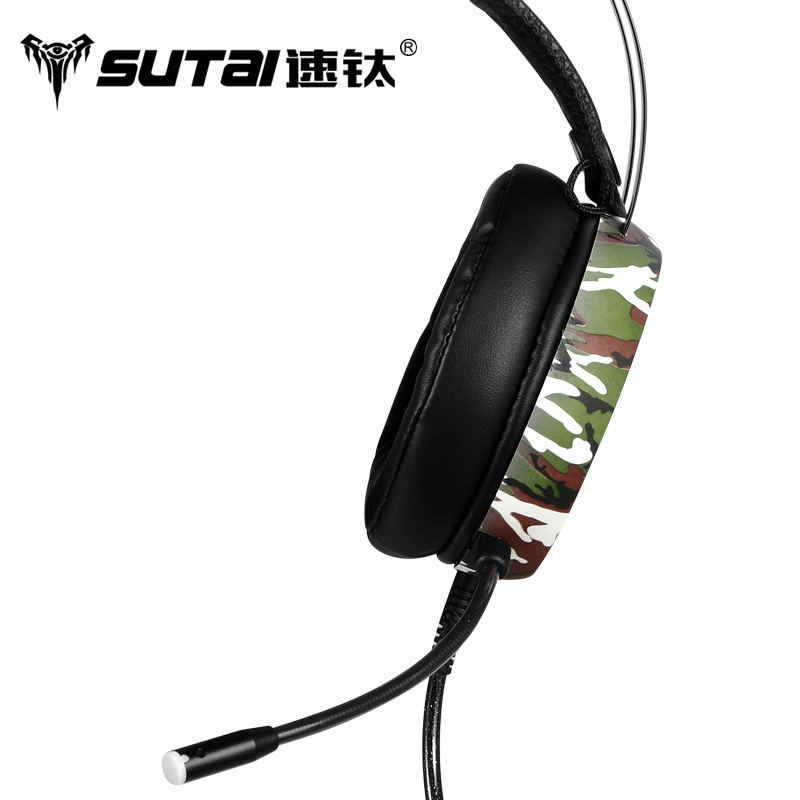 Camuflaje transfronterizo verde auriculares personalizados auriculares de juego RGB auriculares de reducción de ruido USB cableado