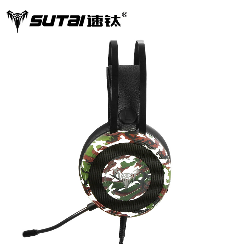 Camuflaje transfronterizo verde auriculares personalizados auriculares de juego RGB auriculares de reducción de ruido USB cableado