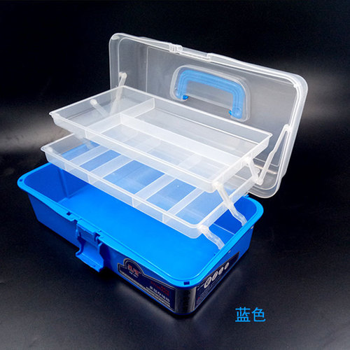 Factory supplied 671 translucent PP material three-layer large folding tool box storage box art nail art physics experiment box