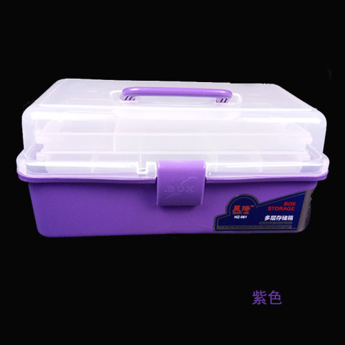 Factory supplied 671 translucent PP material three-layer large folding tool box storage box art nail art physics experiment box