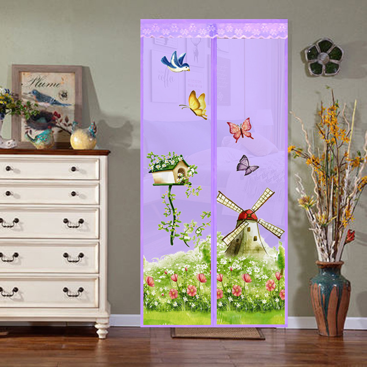 Summer household encryption anti-mosquito and fly magnetic self-priming soft yarn door curtain kitchen living room ventilation mute door curtain wholesale