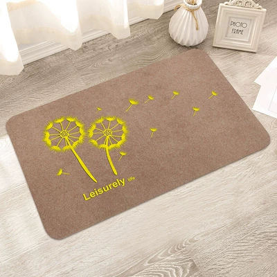 home kitchen bathroom anti-slip mat, Avtomobil döşəmə paspasları - printed-coffee-dandelion-yellow-40cm60cm