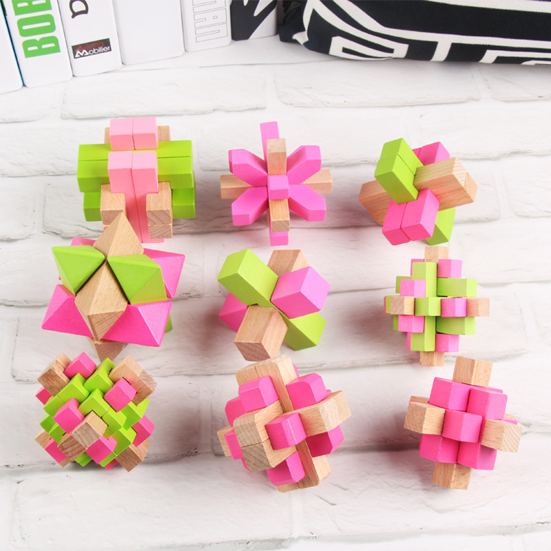 Juego de seis piezas de bloqueo Luban de juguete conjunto de nueve piezas Kong Ming Lock desbloquear juego de cerebro adulto educativo para niños image 9