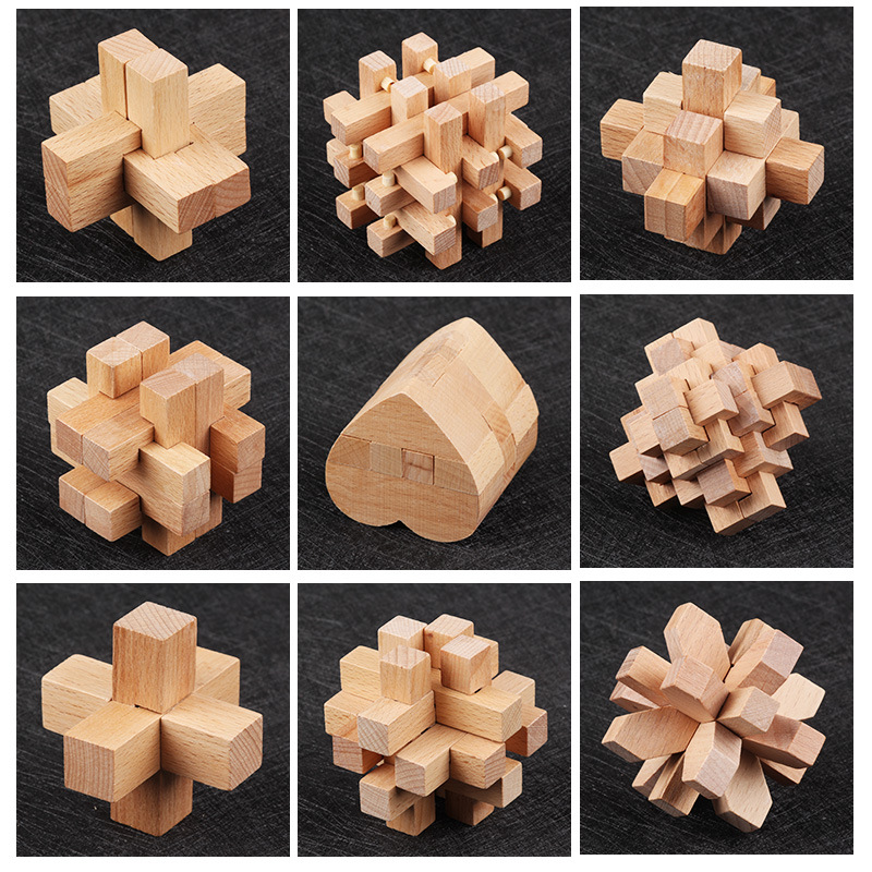 Juego de seis piezas de bloqueo Luban de juguete conjunto de nueve piezas Kong Ming Lock desbloquear juego de cerebro adulto educativo para niños image 8
