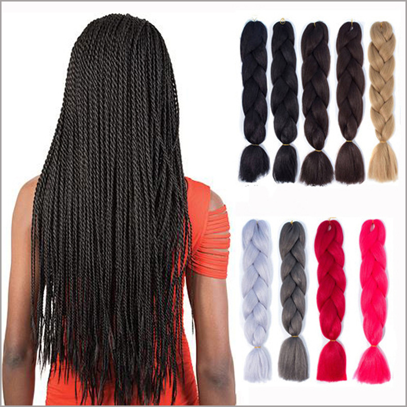 African Wig Braid Monochrome Chemical Fiber Large Braid High Temperature Silk Dirty Braid Wig Jumbo Braid Female Hair Braid