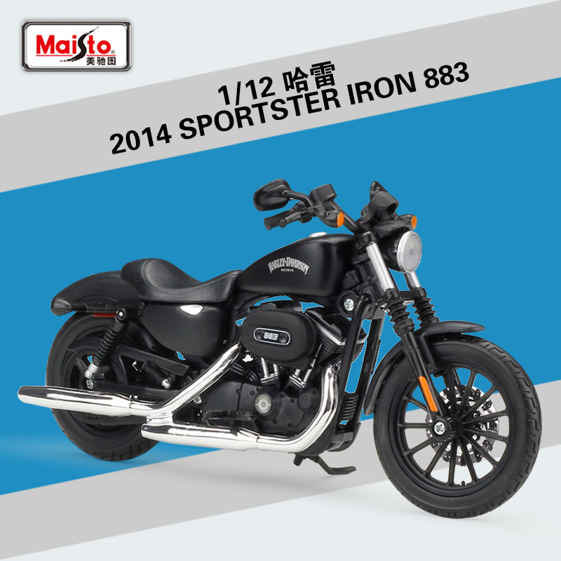 Meichi Figure 1:12 Harley Tough Guy 2014 SPORTSTER IRON 883 Simulation Motorcycle Model Ornaments