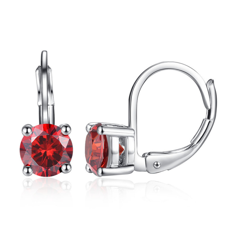 Cross-border exclusive personality four-claw earbuckle crystal round zircon earclip creative all-match colorful earring diamond