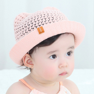 Spring and summer sun hat for boys and girls Korean cotton yarn sun hat hollow large brim beach hat straw hat children's hat