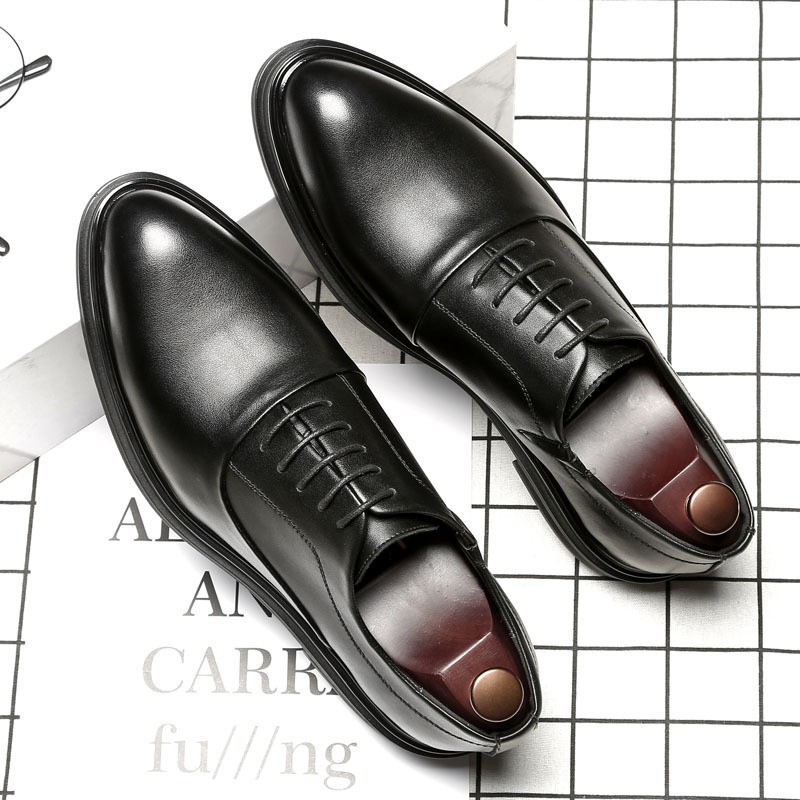 Men's Korean-style Pointed Toe Lace-up Platform Men's Shoes Business Dress Casual Leather Shoes British Soft Leather Men's Wedding Shoes 3018 Men's Korean-style Pointed Toe Lace-up Platform Men's Shoes Business Dress Casual Leather Shoes British Soft Leather Men's Wedding Shoes 3018