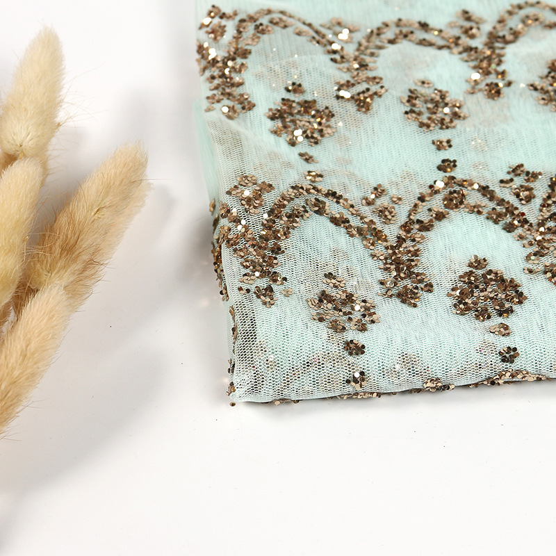 工厂批发直销柔软 加密六角网闪粉洒金网纱面料 服装网布