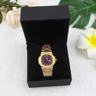 Factory in stock wholesale high-grade single simple PU leather flip watch box watch storage box printable LOGO