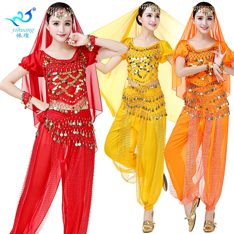 Одежда для танца живота Костюм для индийского танца Танцевальная одежда с пайетками Сценическая одежда Фестиваль сценической одежды