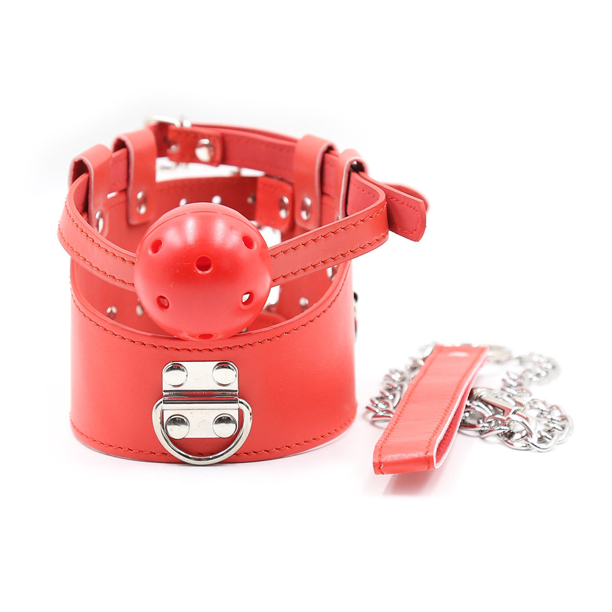 Suministro directo de fábrica sexy productos adultos del sexo cuello cubierta boca bola tracción perro cadena cuello collar perro collar SM traje