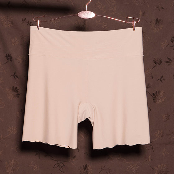 [45.00 kg-80.00 kg] Plus size anti-light leggings women's wavy edge belly Ice Silk three-point seamless safety pants