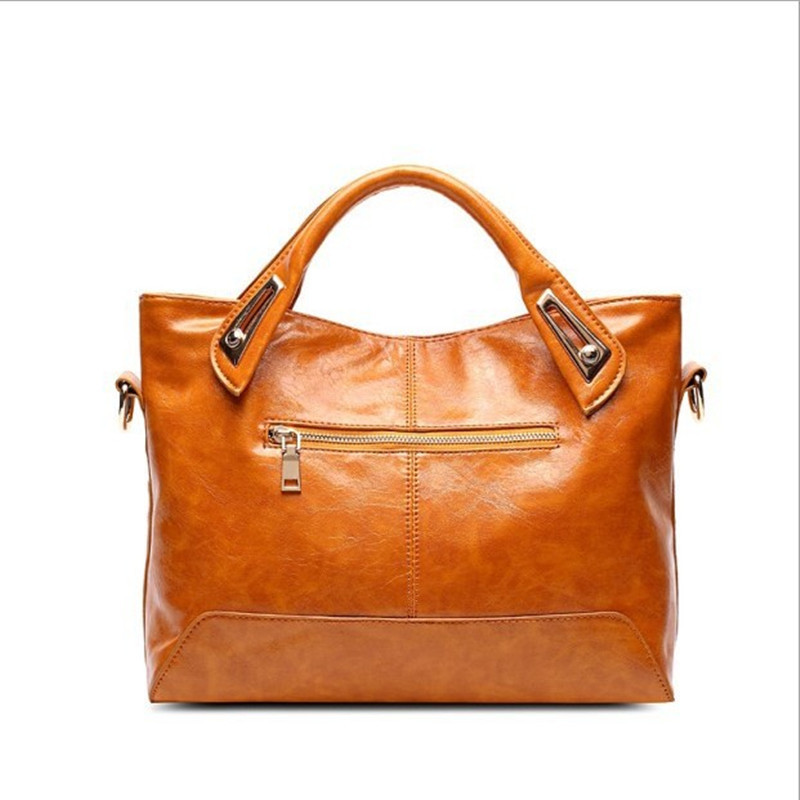 Retro Fashion Women's Bag Oil Leather Gloss Large Capacity Handbag All-match Simple Shoulder Crossbody Bag Wholesale