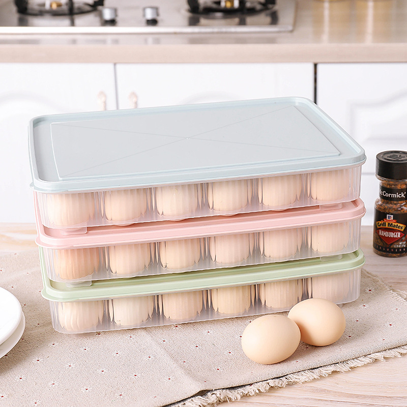 Cocina creativa organizador caja de huevos color 24-rejilla caja de almacenamiento de plástico inastillable refrigerador crisper al por mayor